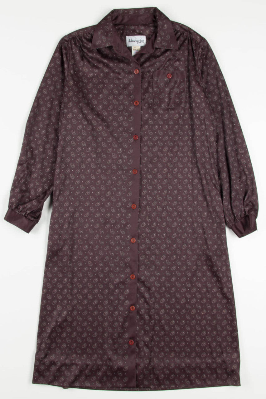 Brown Paisley Shirt Dress