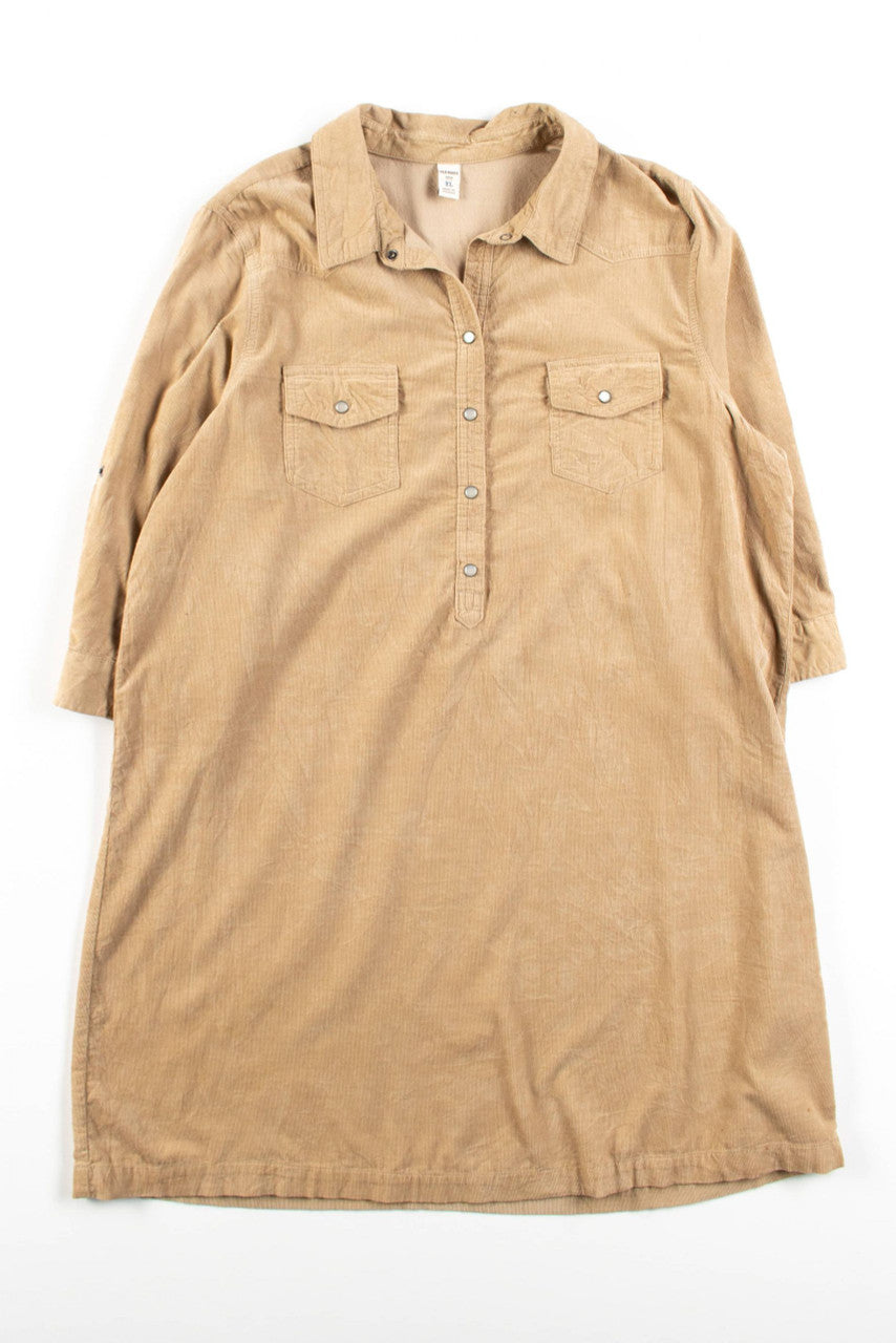 Tan Corduroy Tunic Dress