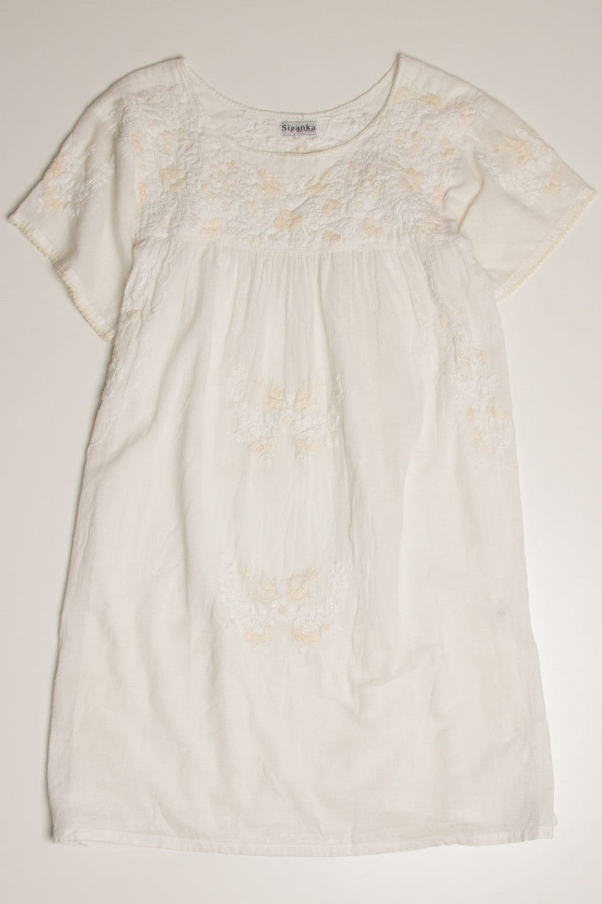 Vintage White Huipil Dress