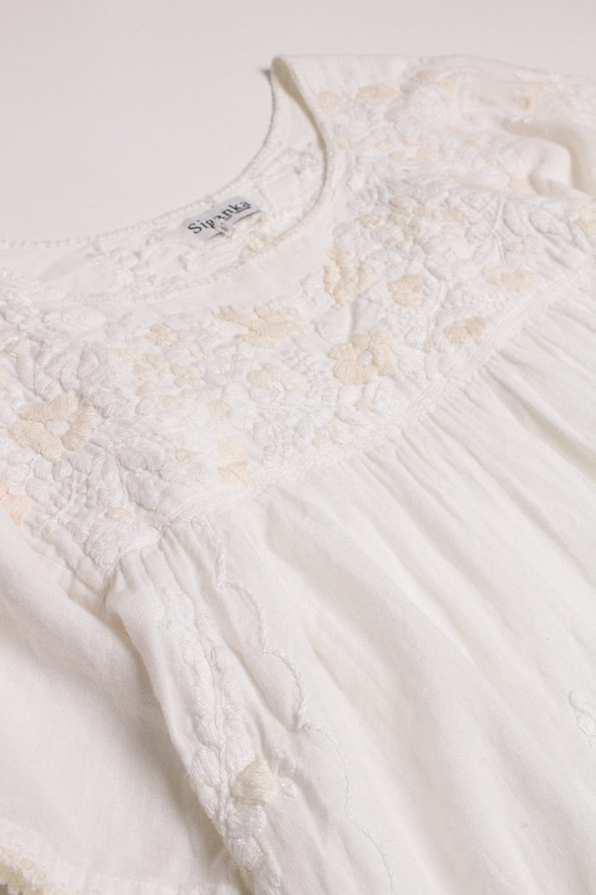 Vintage White Huipil Dress