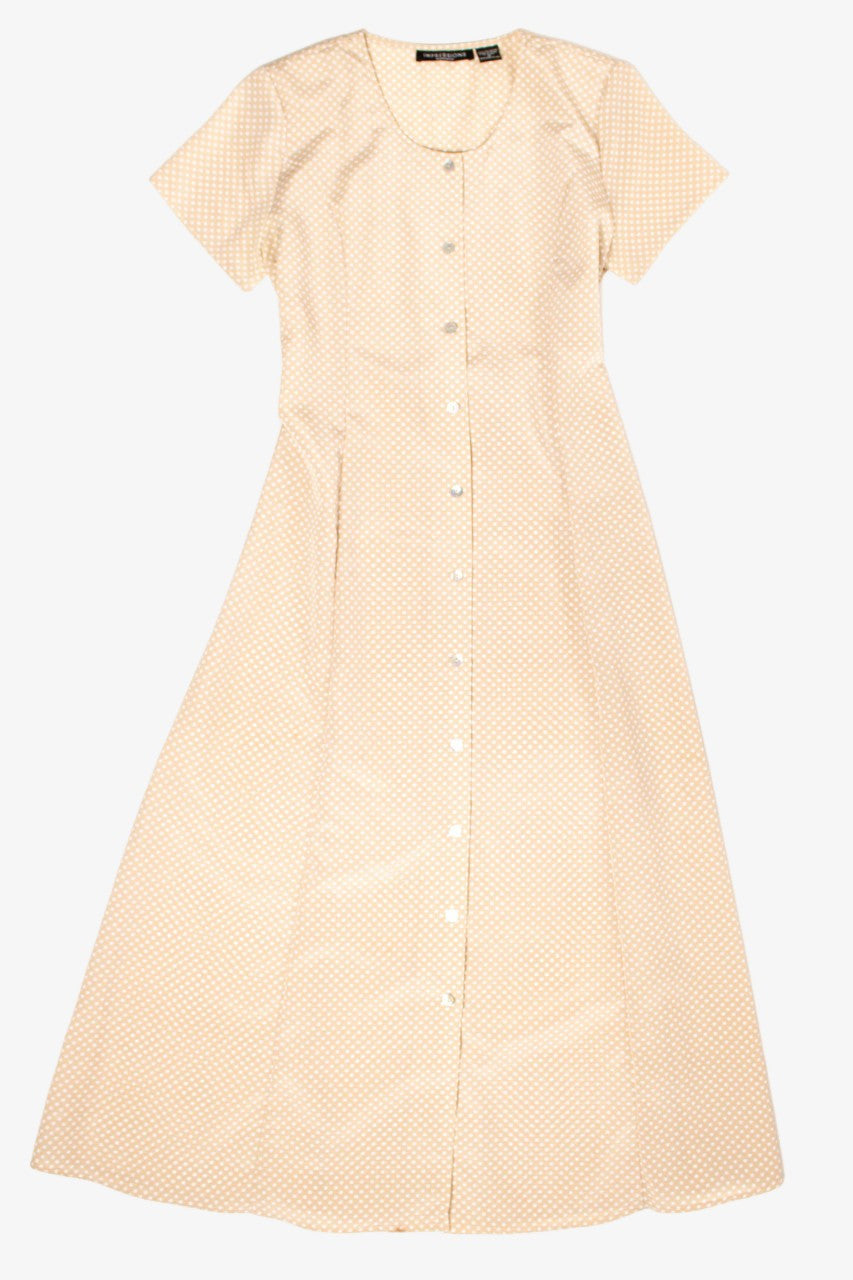 Vintage Polka Dot Tie Back Shirt Dress (1980s)