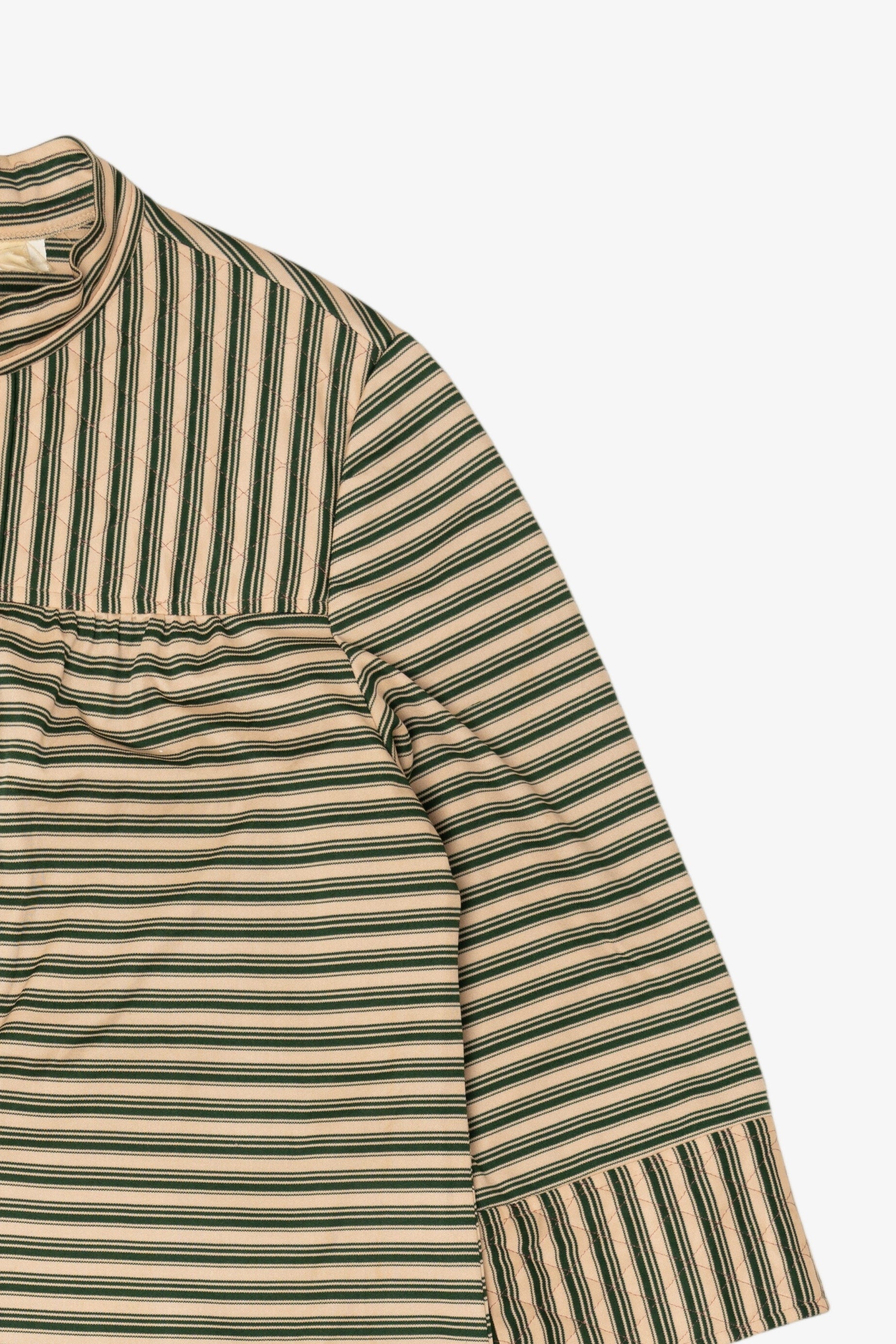 Vintage Beige And Green Striped Dress (1970s)