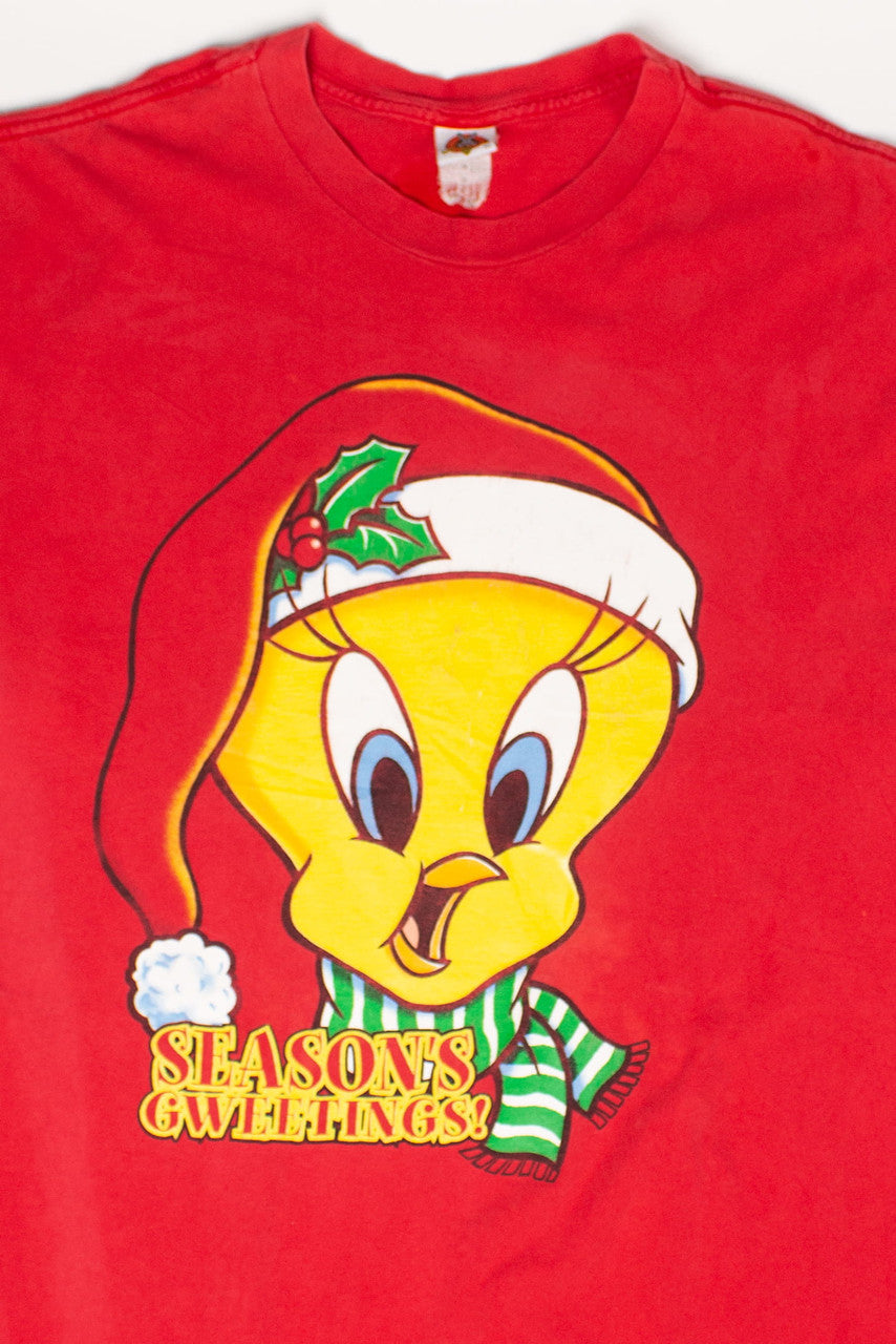 Vintage Tweety Bird Season's Greetings T-Shirt Nightgown (1998)