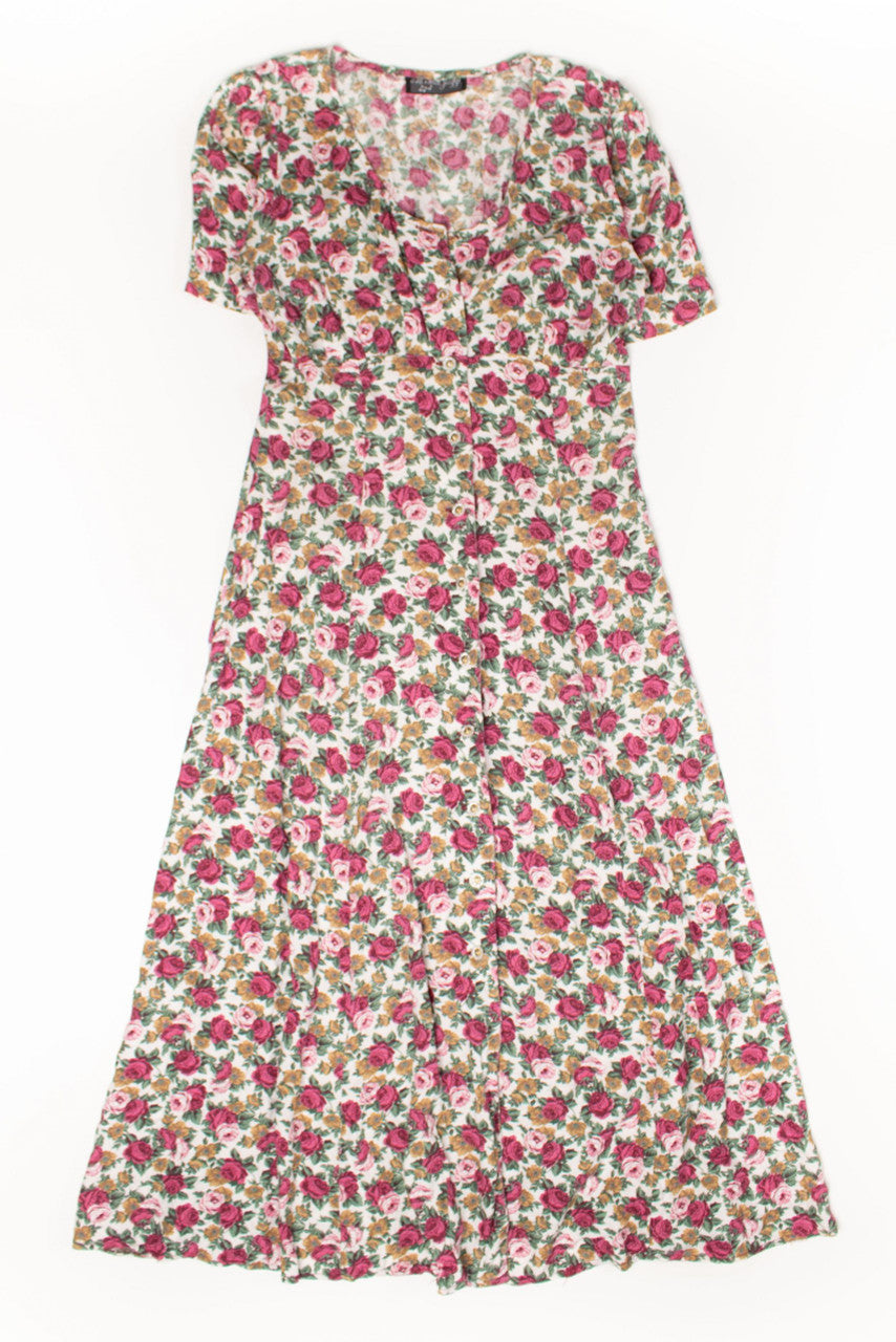 Vintage Button Up Floral Maxi Dress