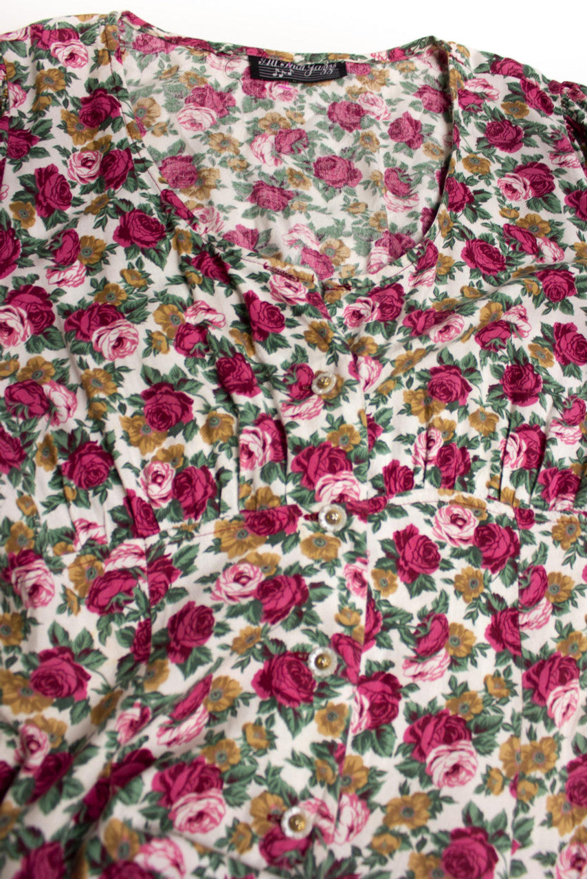 Vintage Button Up Floral Maxi Dress