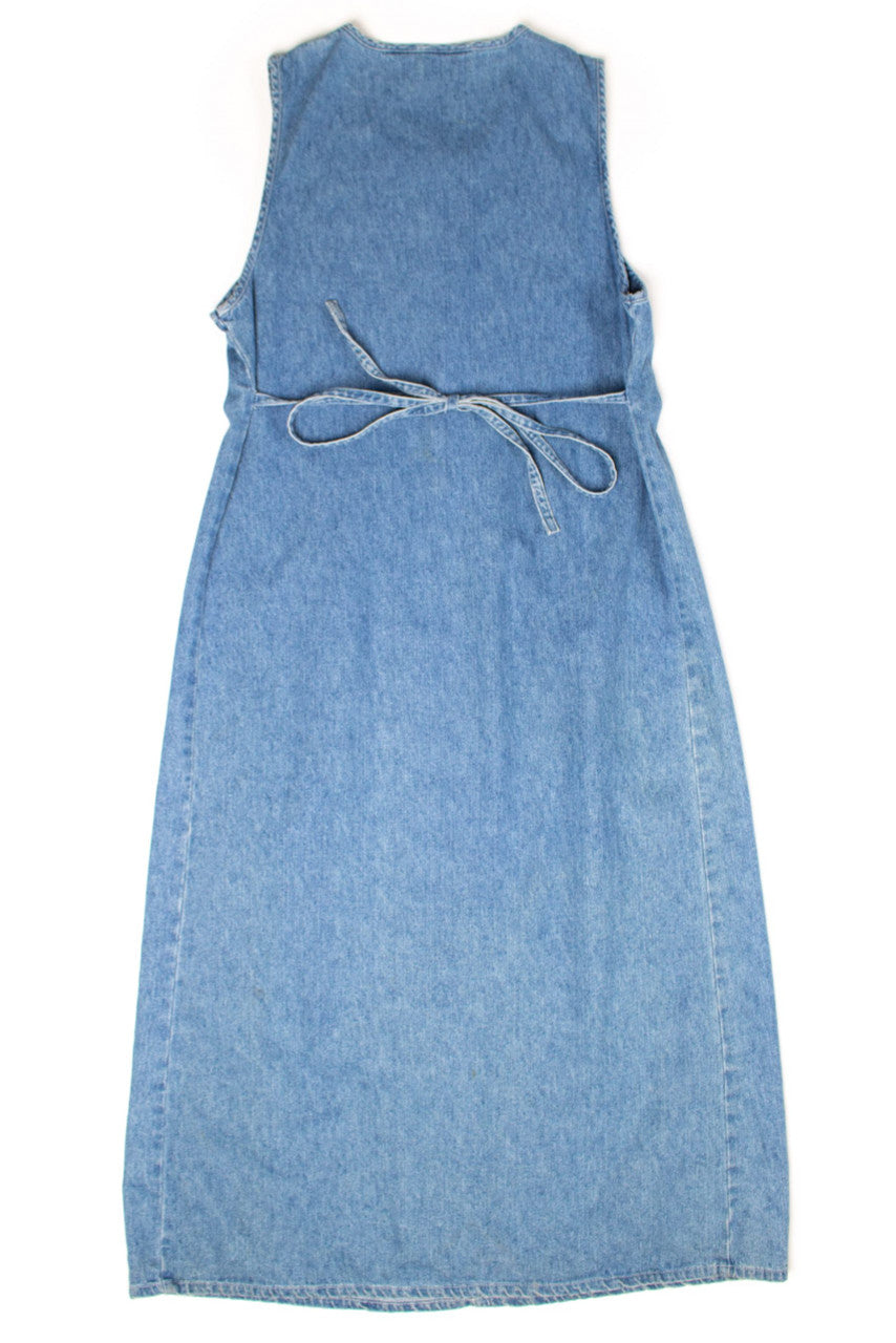 Vintage Pleated Denim Maxi Dress