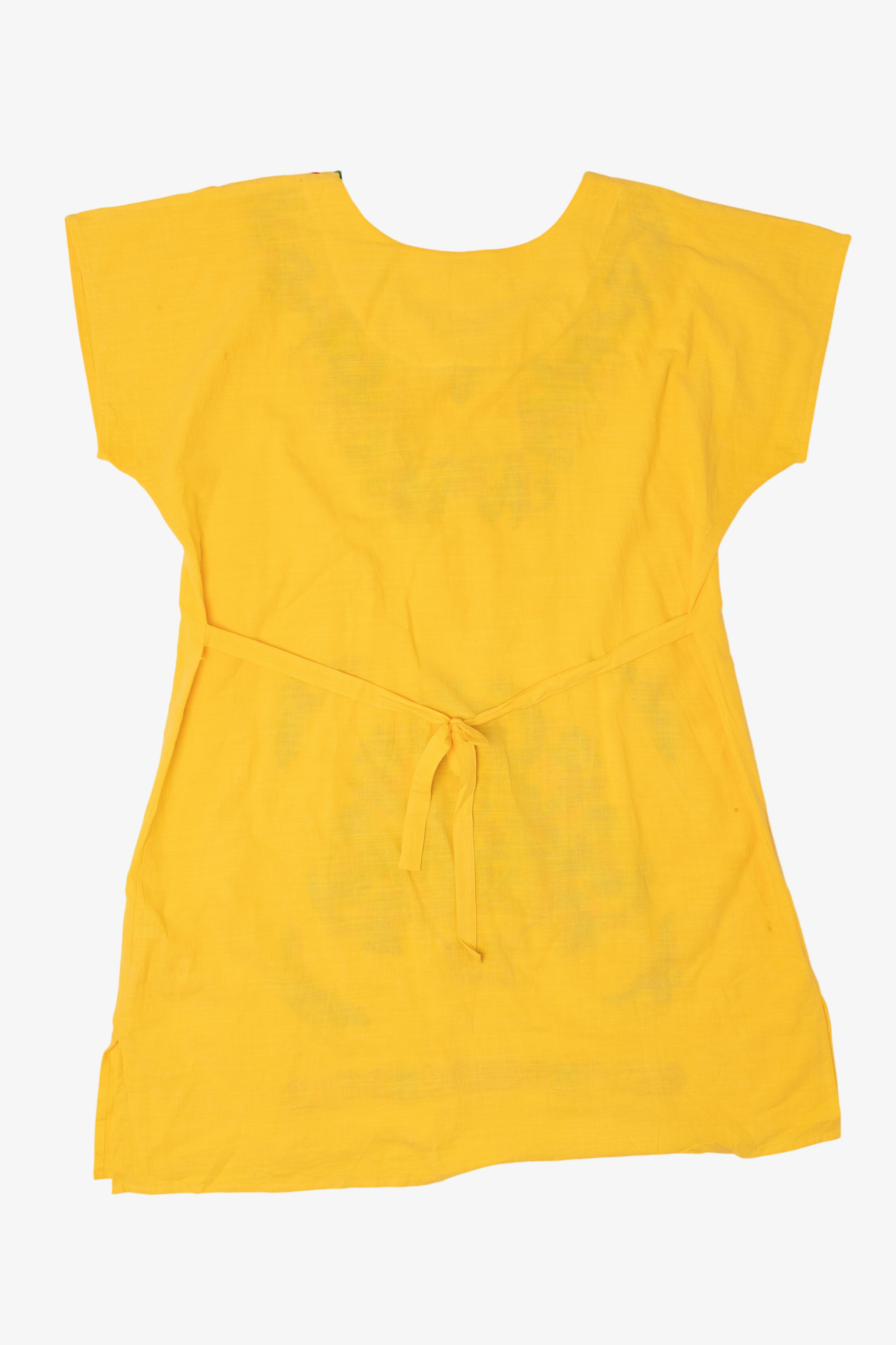 Yellow Mexican Embroidered Dress (2020s)