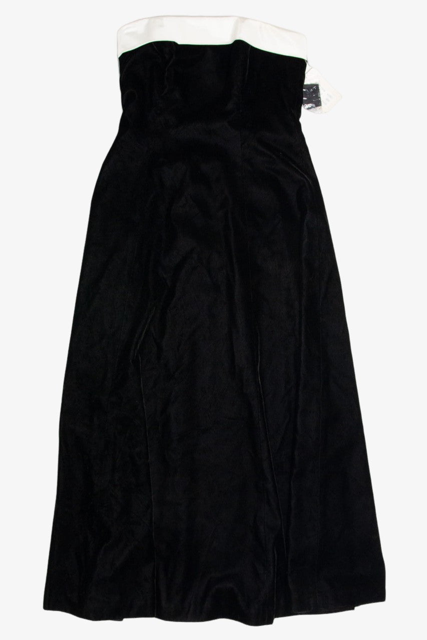 Deadstock Black Velvet Strapless Prom Dress (sz. 8)