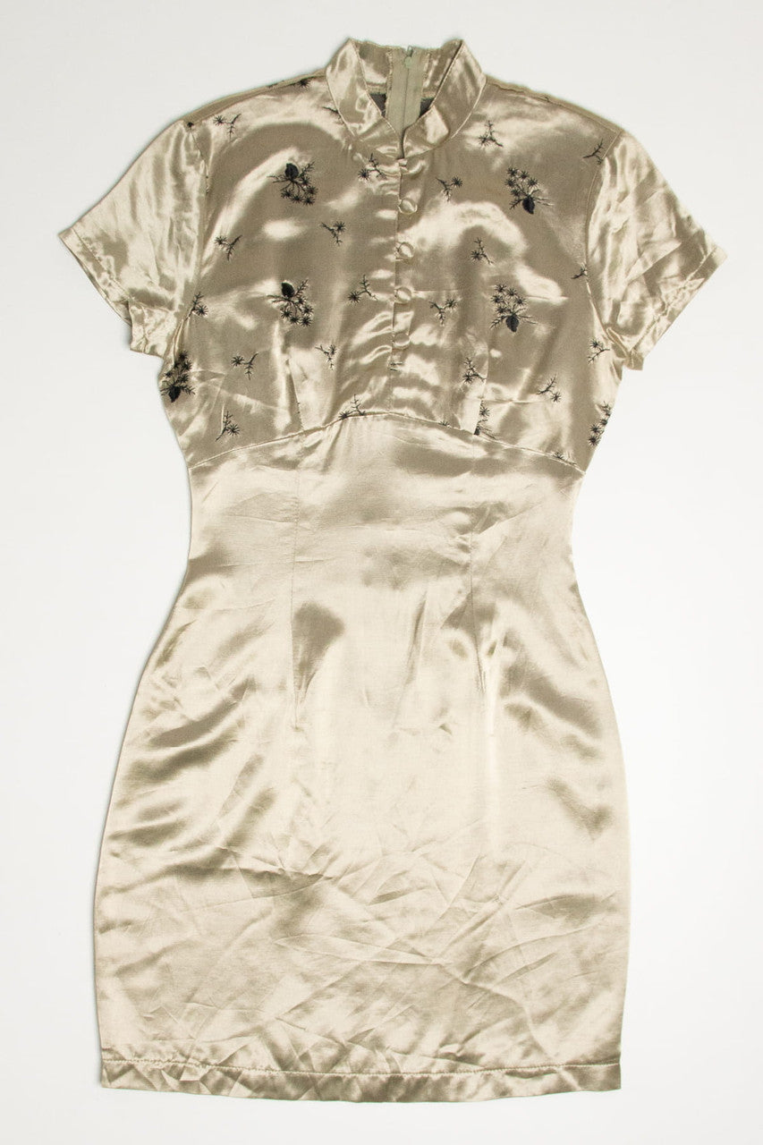 Deadstock Faded Gold Modern Qipao Dress (sz. 3)