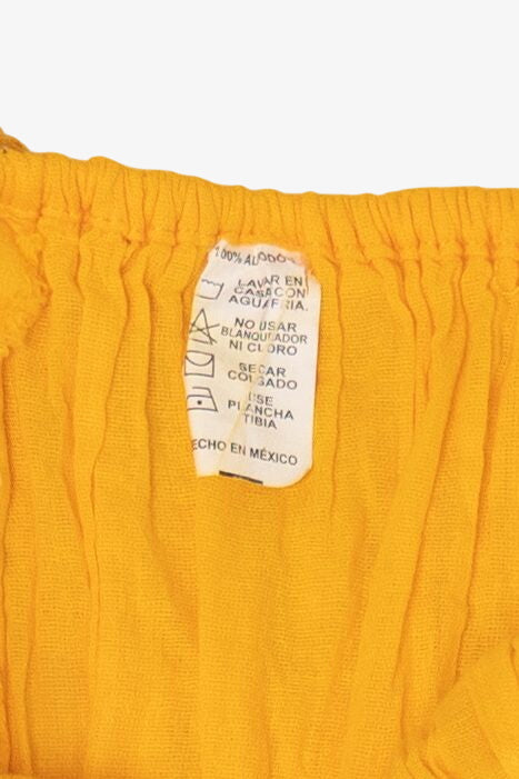 Vintage Yellow Mexican Peasant Lace Tiered Dress (1990s)