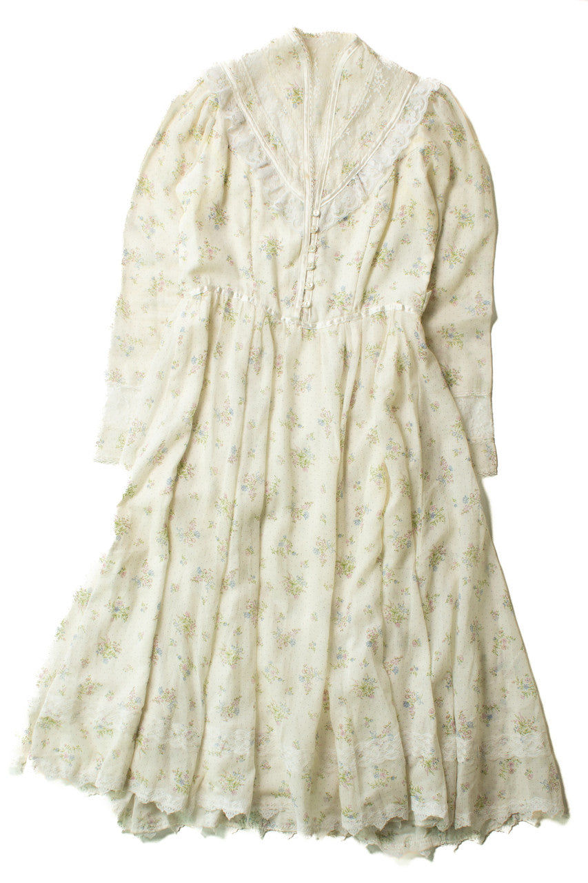 Vintage Lace Floral Gunne Sax Dress (1970s)