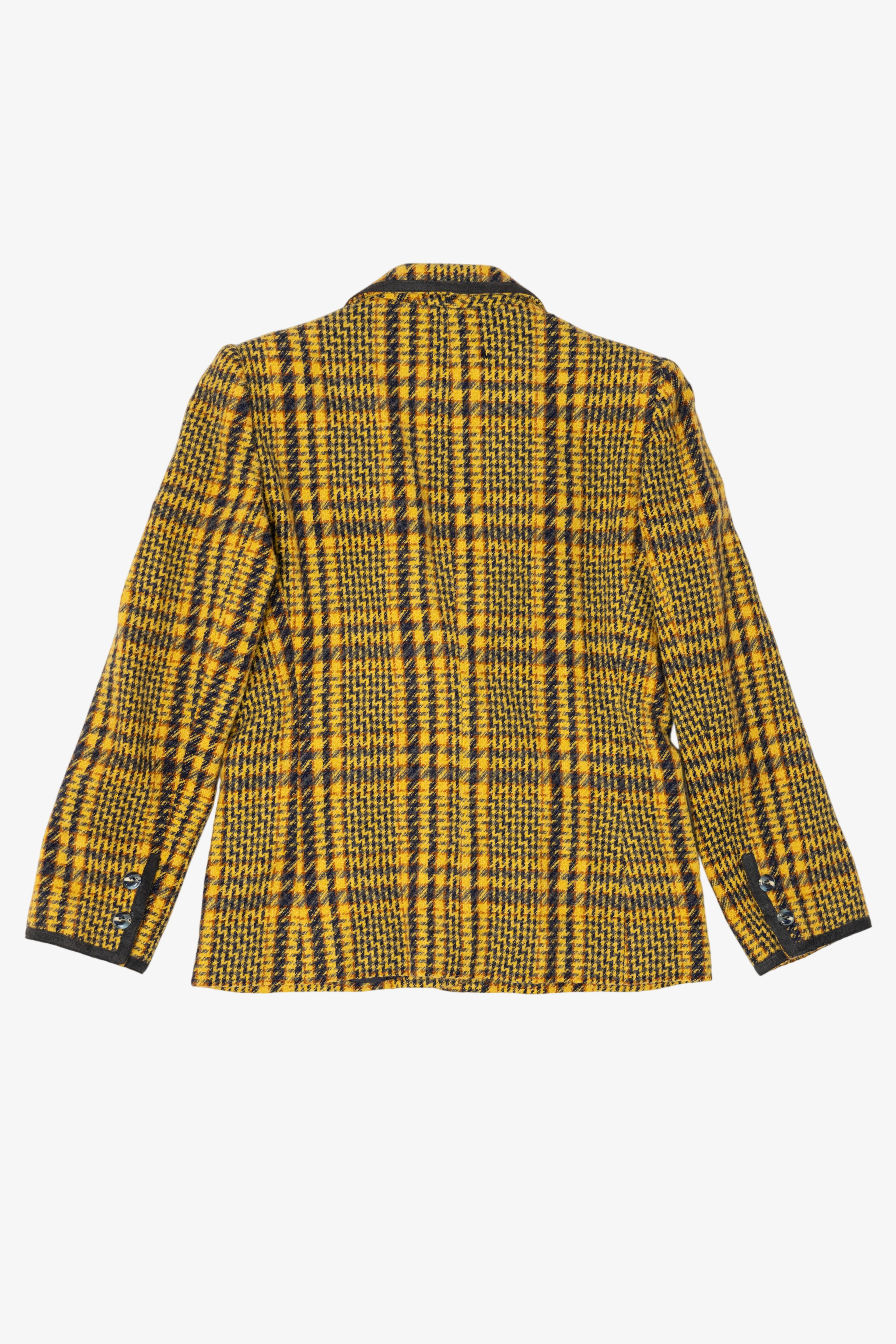 Vintage Yellow Plaid Houndstooth Torino Blazer And Matching Skirt (1980s)