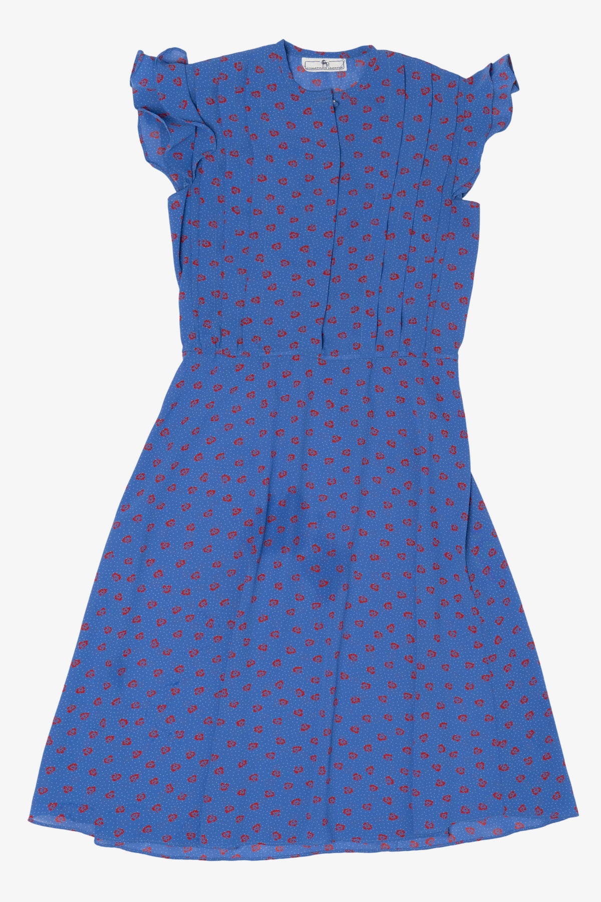 Vintage Blue Jonathan Martin Floral Dress (1980s)