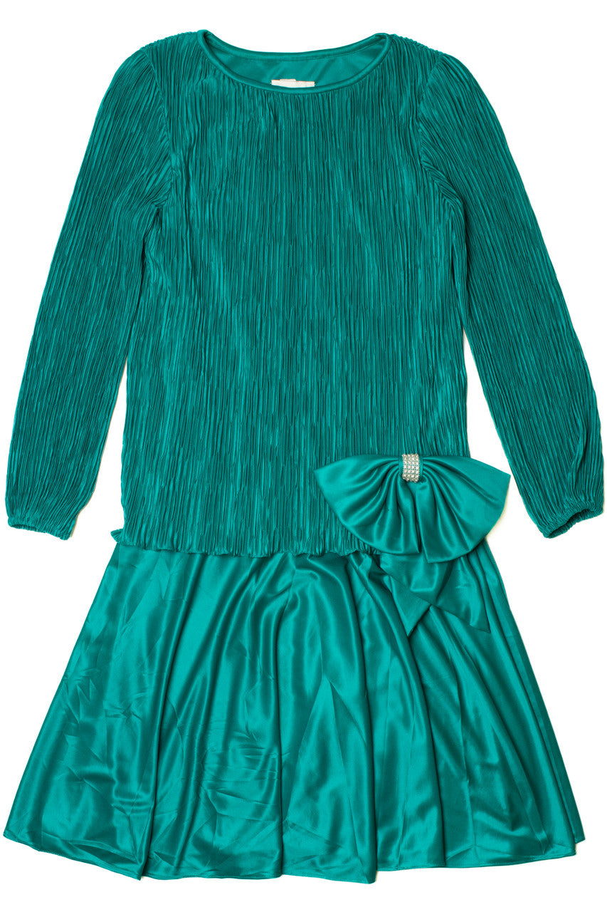 Vintage Drop Waist Bow After Dark Dress (1980s)