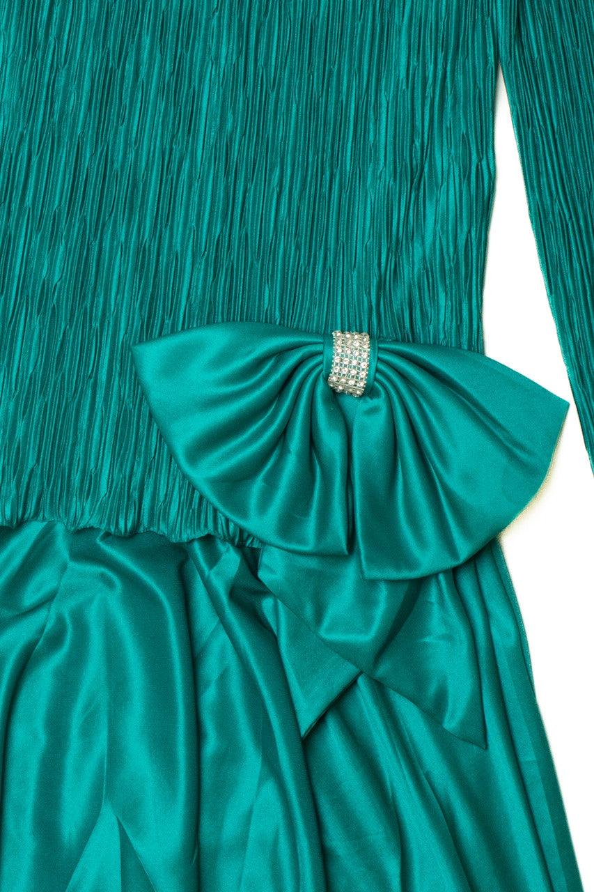 Vintage Drop Waist Bow After Dark Dress (1980s)