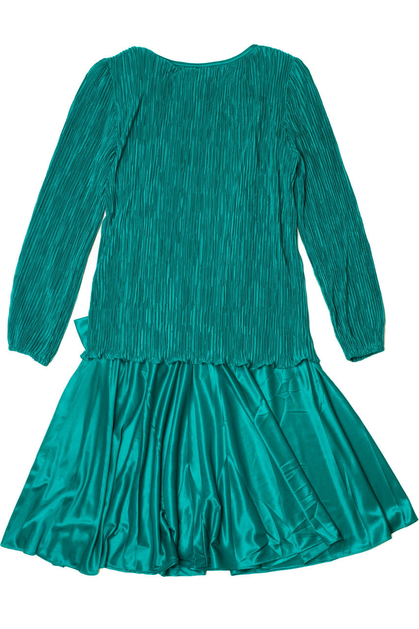 Vintage Drop Waist Bow After Dark Dress (1980s)