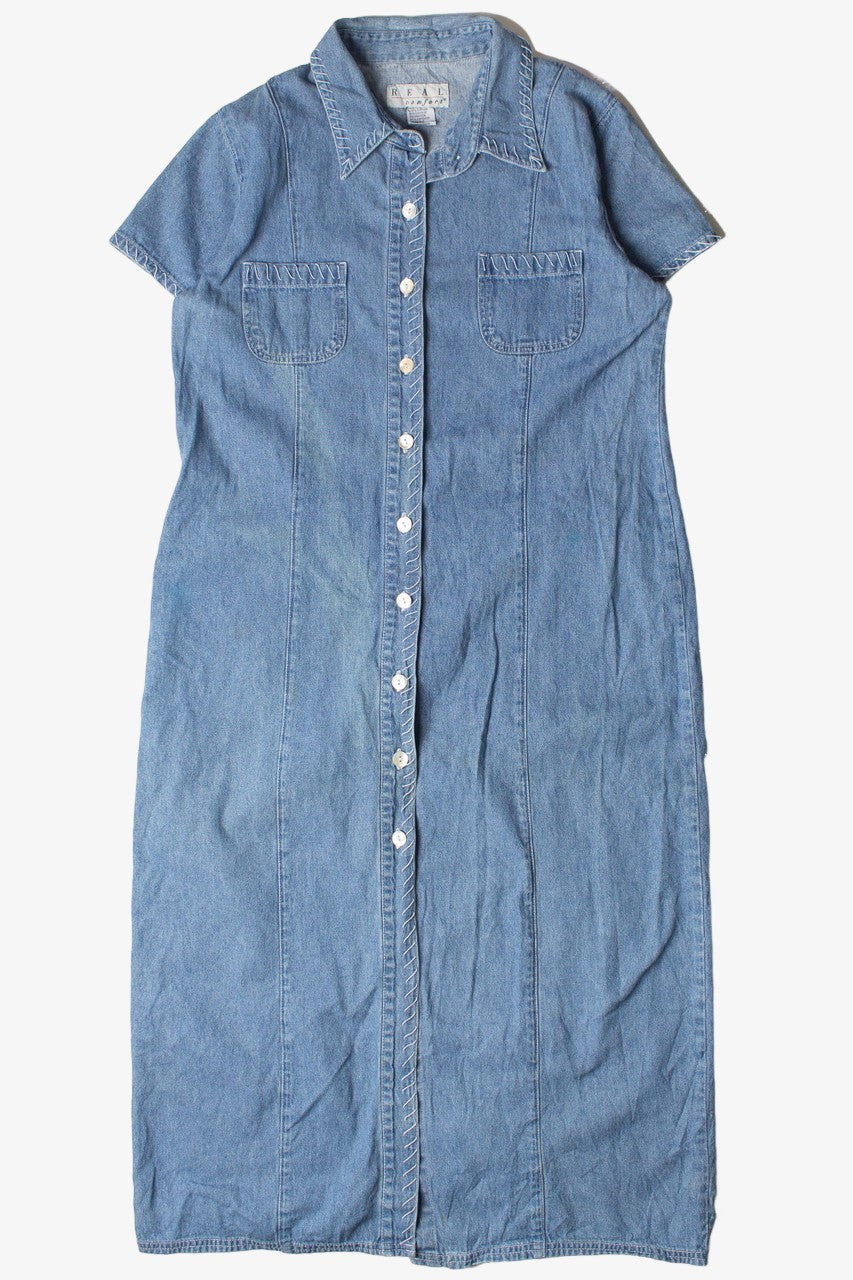 Vintage Real Comfort Stitch Detail Denim Button Front Dress
