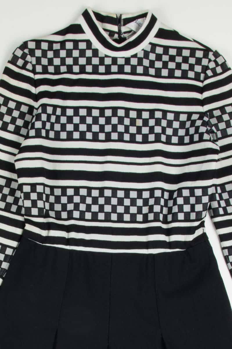 Black & White Checkered Stripes Dress