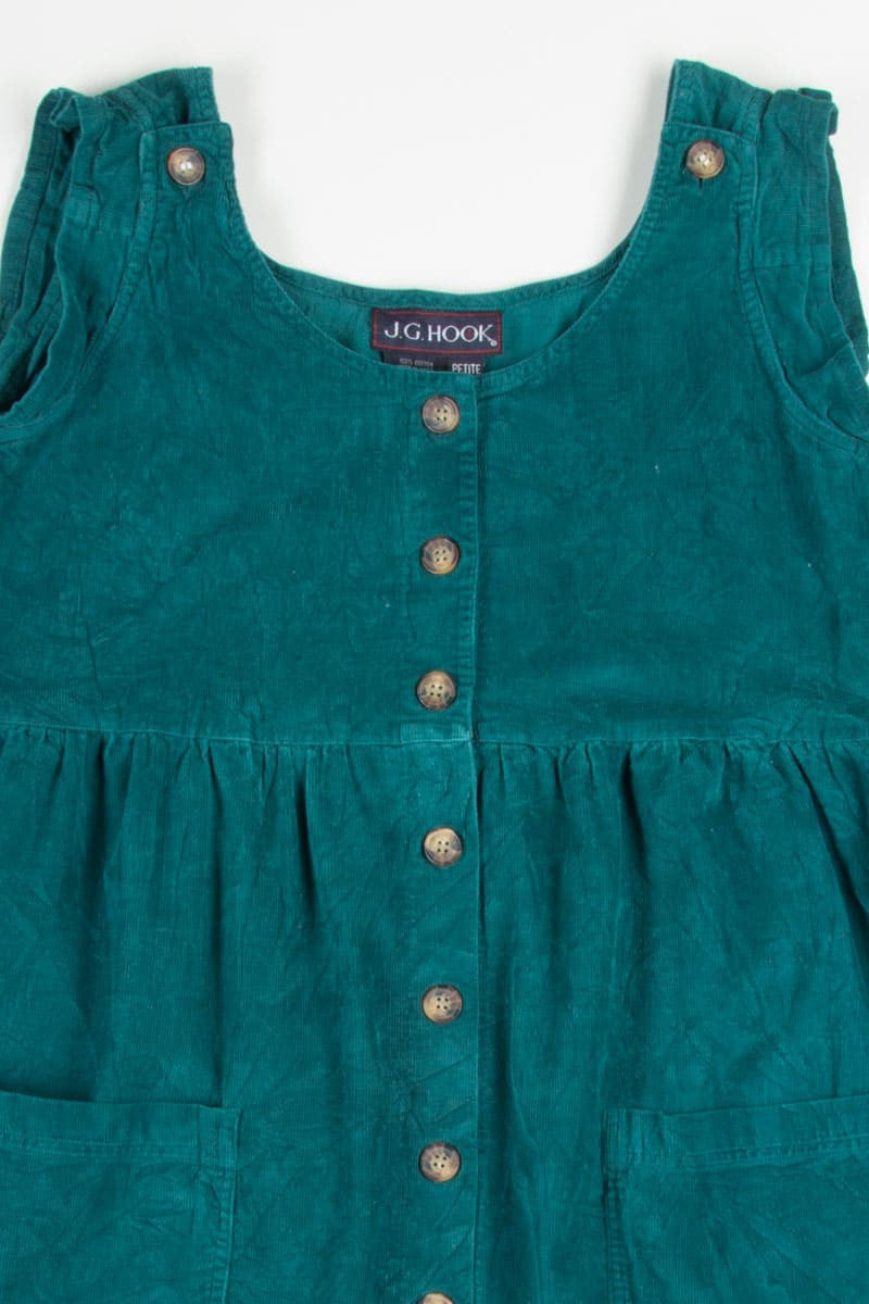 Teal Corduroy Button Front Dress