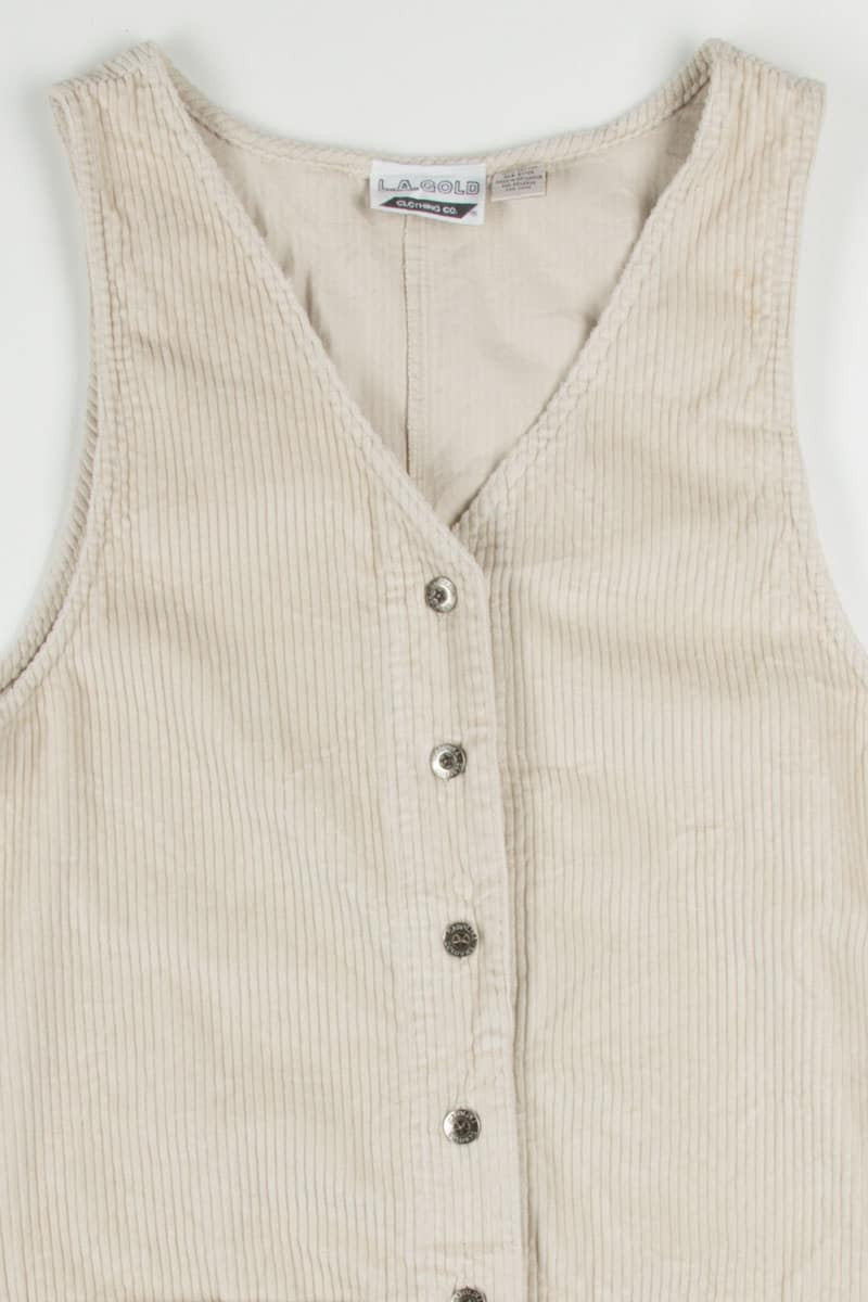Cream Corduroy Button Front Dress