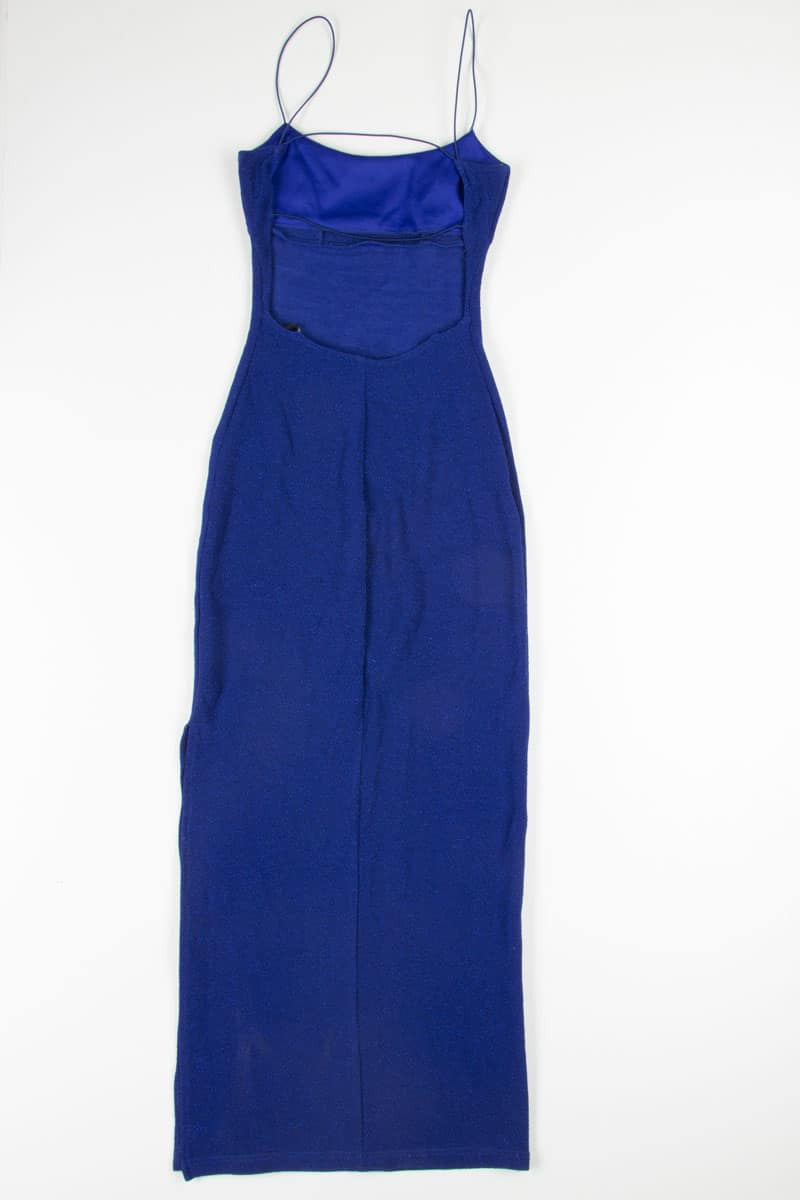 Blue Glitz Low Back Prom Dress