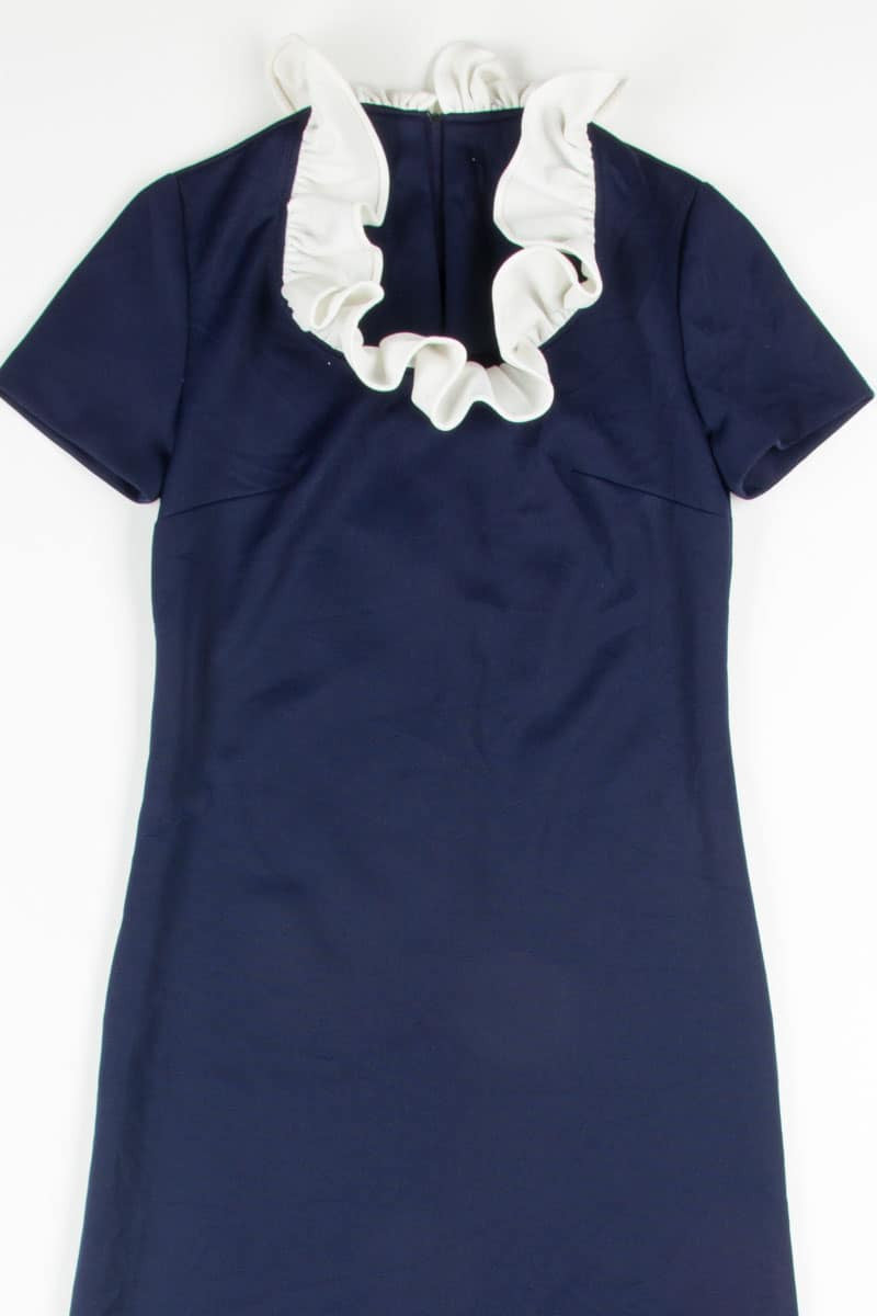 Navy Ruffle Collar Dress