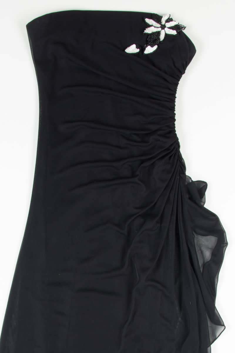 Strapless Sequin Flower Prom Dress