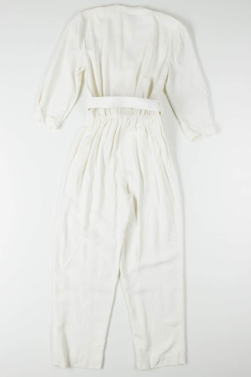 Stained White Floral Embroidered Jumpsuit