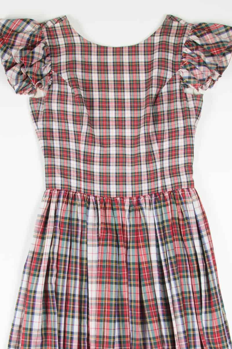 Plaid Ruffle Low Back Dress