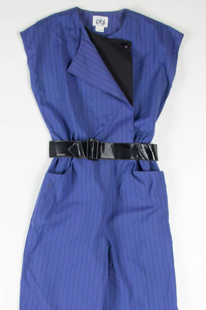 Retro Royal Pinstripe Jumpsuit