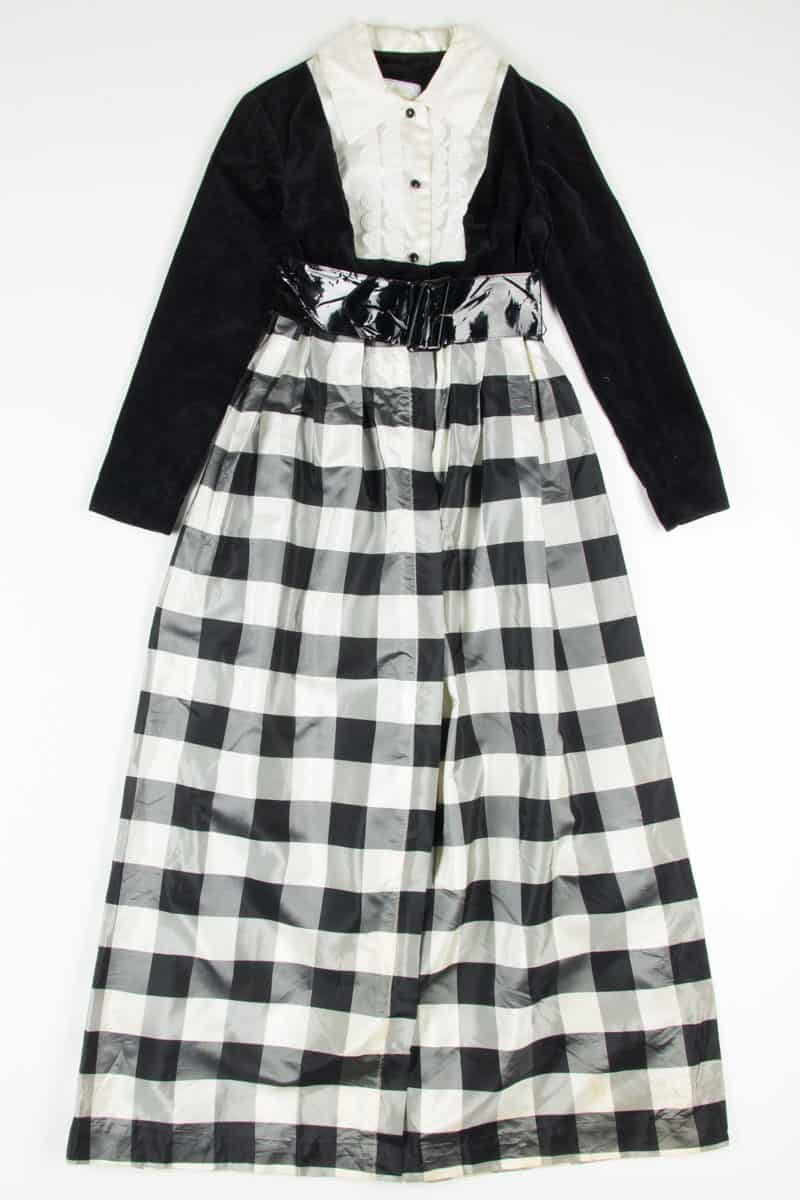 Vintage Velvet & Checker Formal Dress