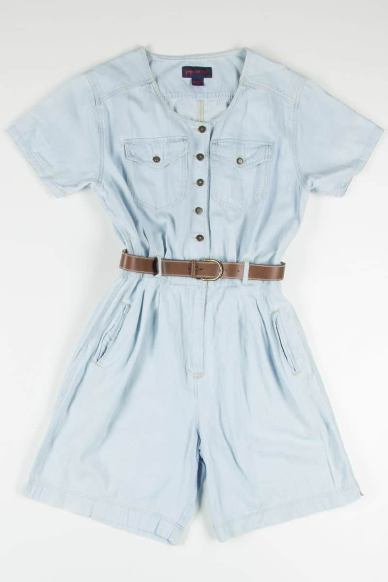 Belted Denim Romper