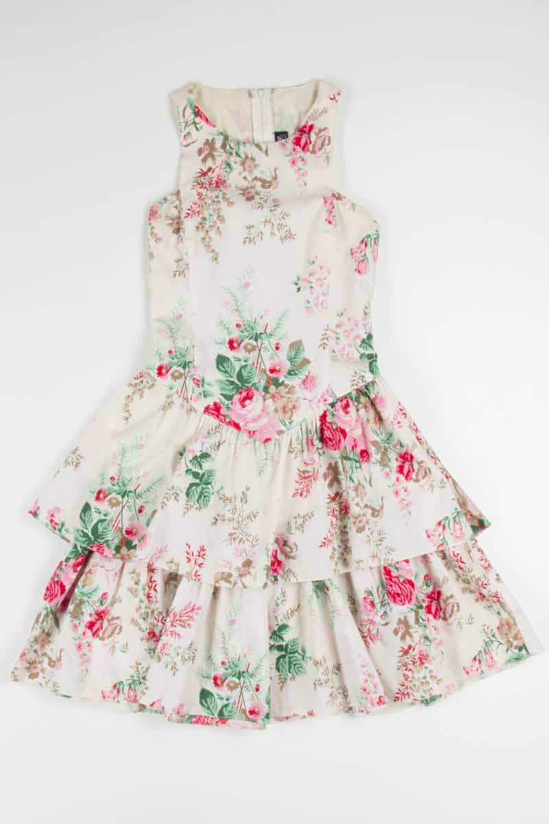 80s Floral Ruffle Vintage Dress