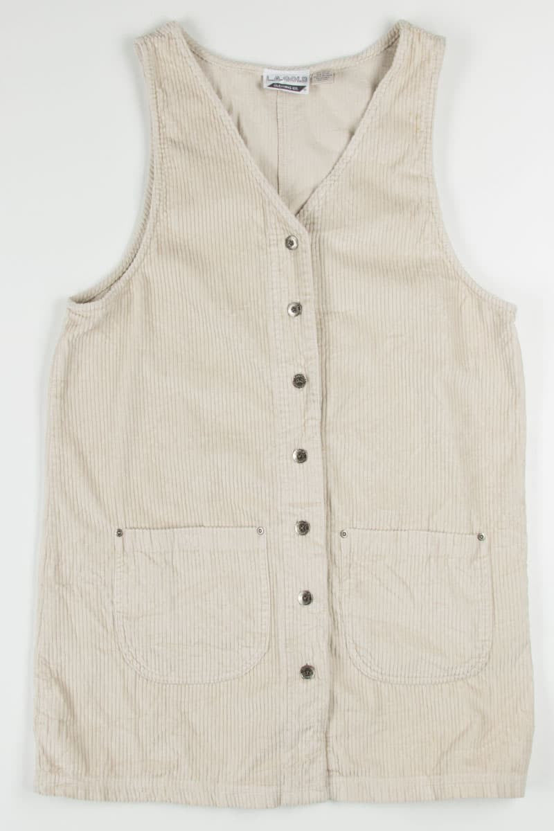 Cream Corduroy Button Front Dress