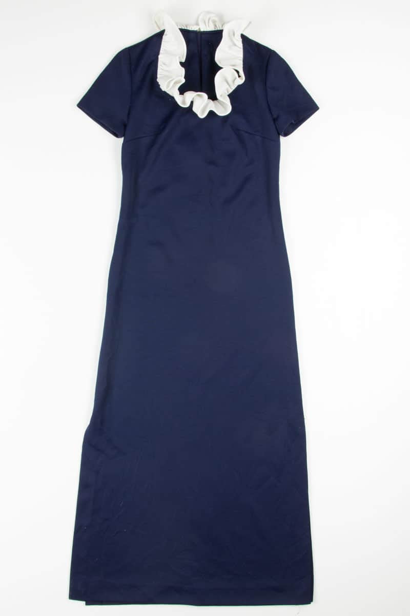 Navy Ruffle Collar Dress
