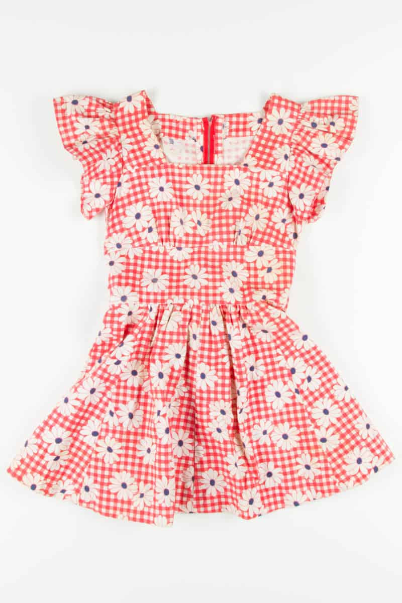 Red Gingham Daisy Summer Dress