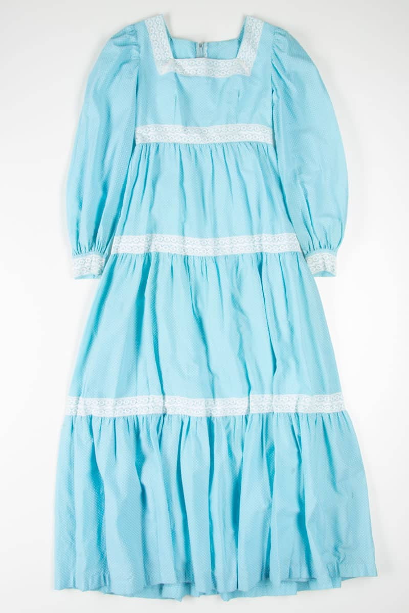 Blue Polka Dot Peasant Dress