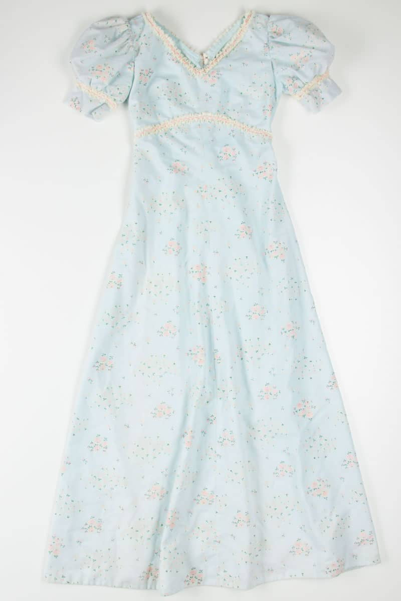 Puff Sleeve Blue Floral Dress