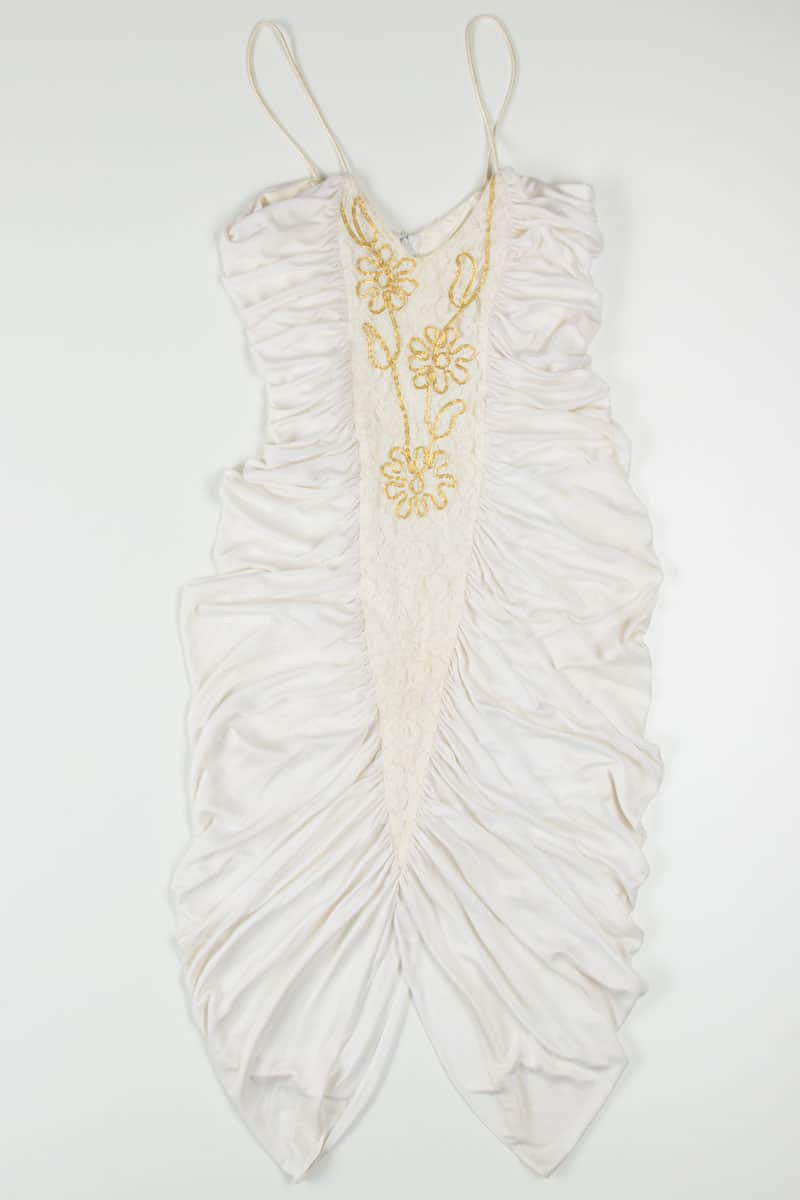 Draping Cream Lace Front Dress