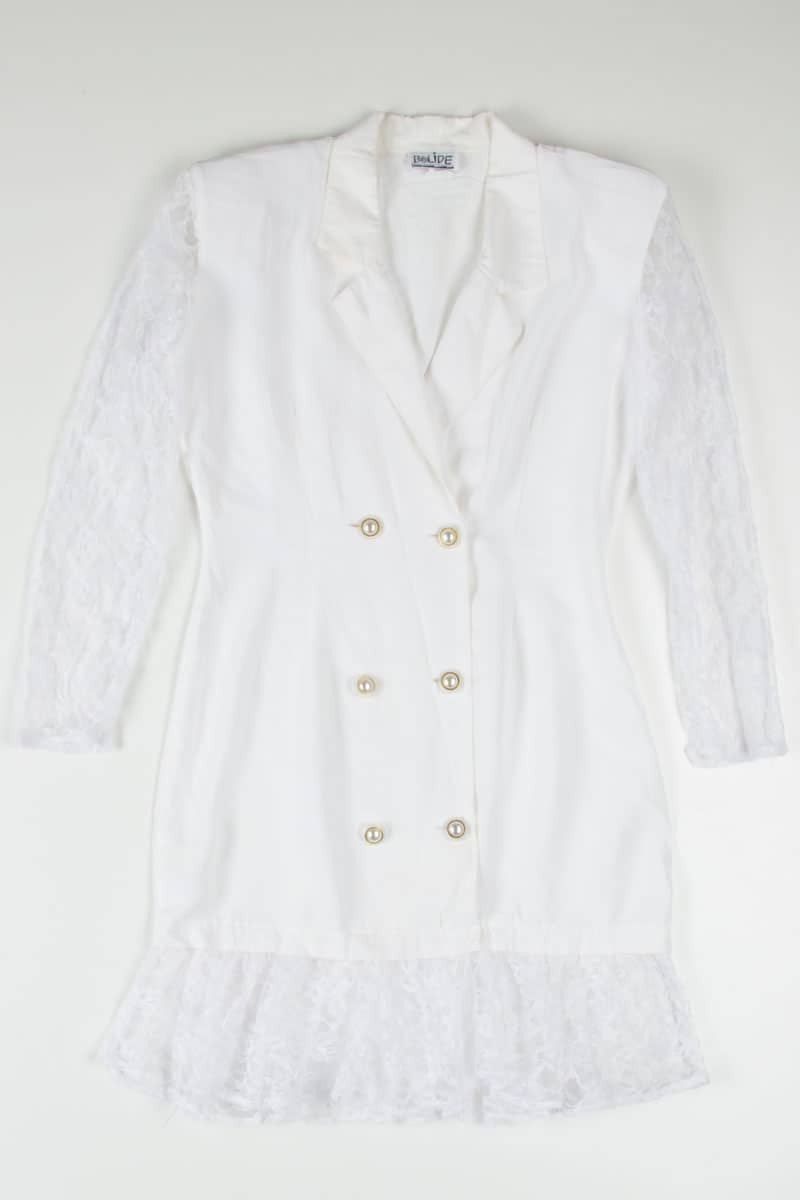 90s White Suit Coat Dress