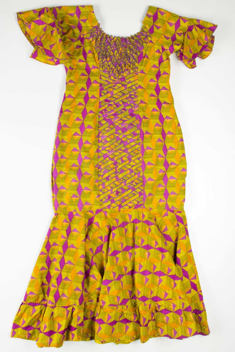 Ruffle Neon Pattern Mermaid Dress