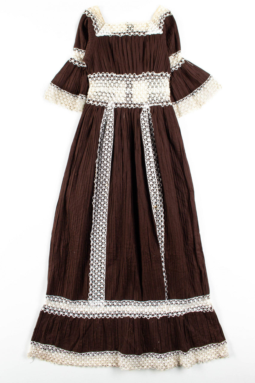 Brown Lace Hippie Maxi Dress