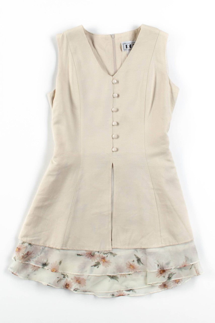 Beige Floral Mini Dress