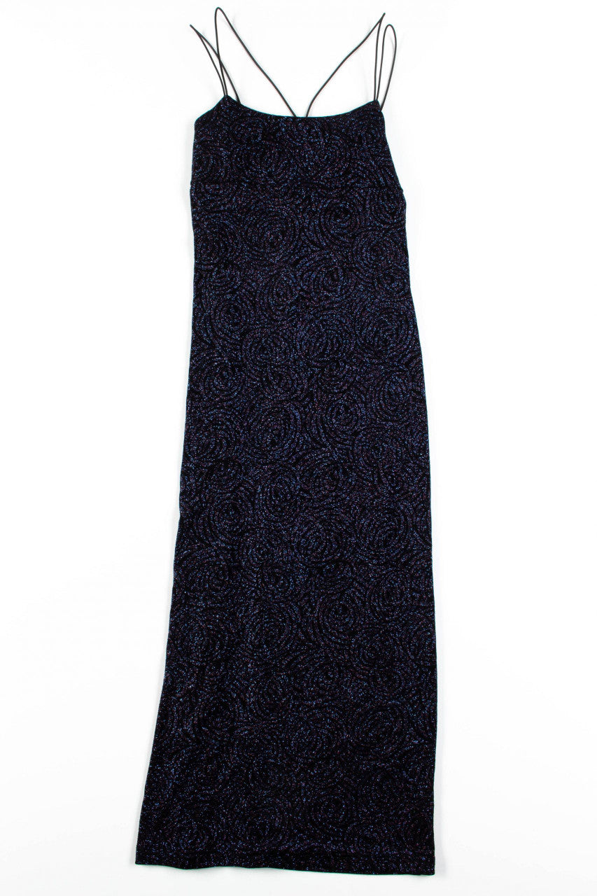Black Glitter Spaghetti Strap Dress
