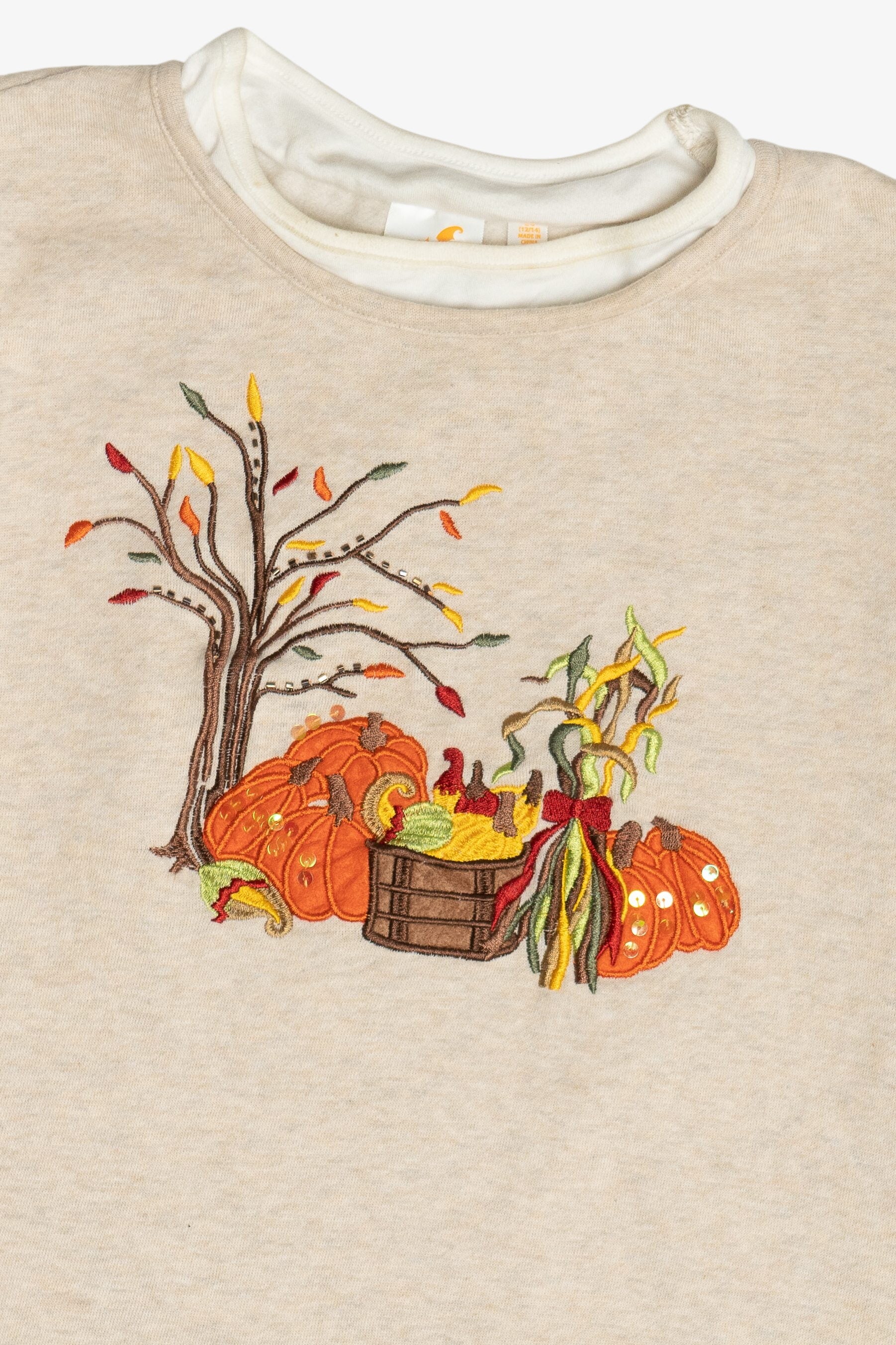 Vintage Embroidered Fall Harvest Halloween Sweatshirt (2000s)