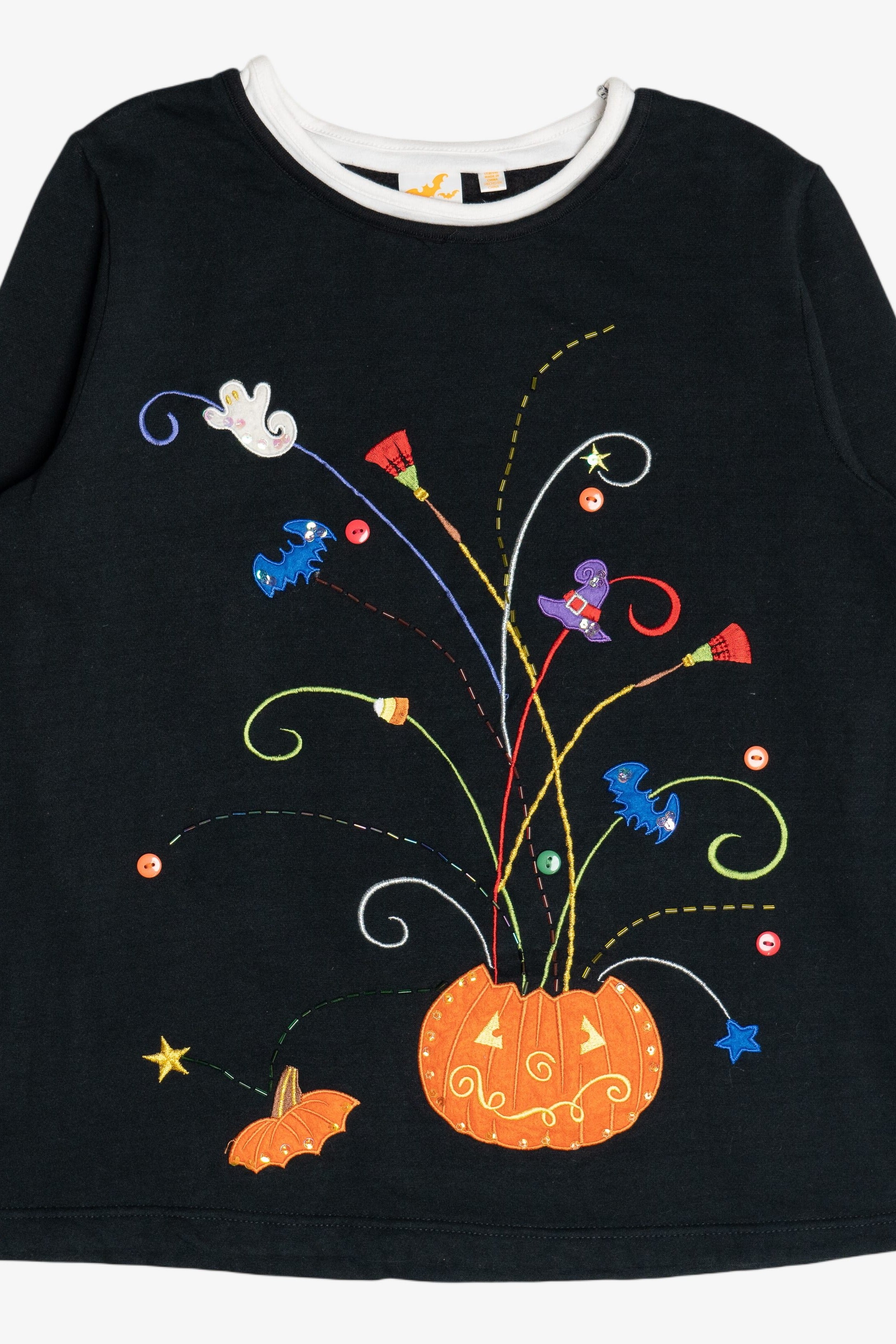 Vintage Exploding Halloween Pumpkin Embroidered Sweatshirt (2000s)
