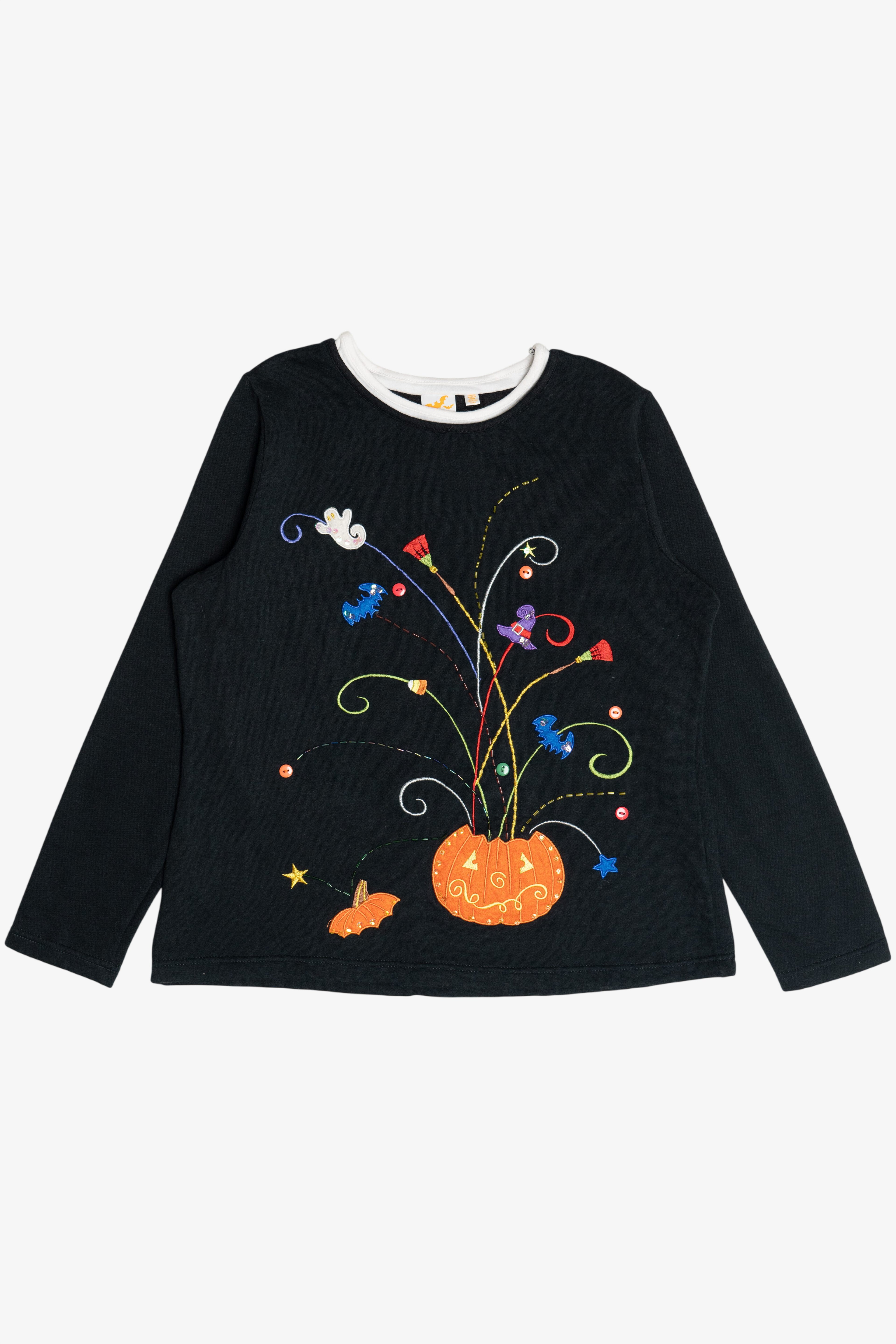 Vintage Exploding Halloween Pumpkin Embroidered Sweatshirt (2000s)