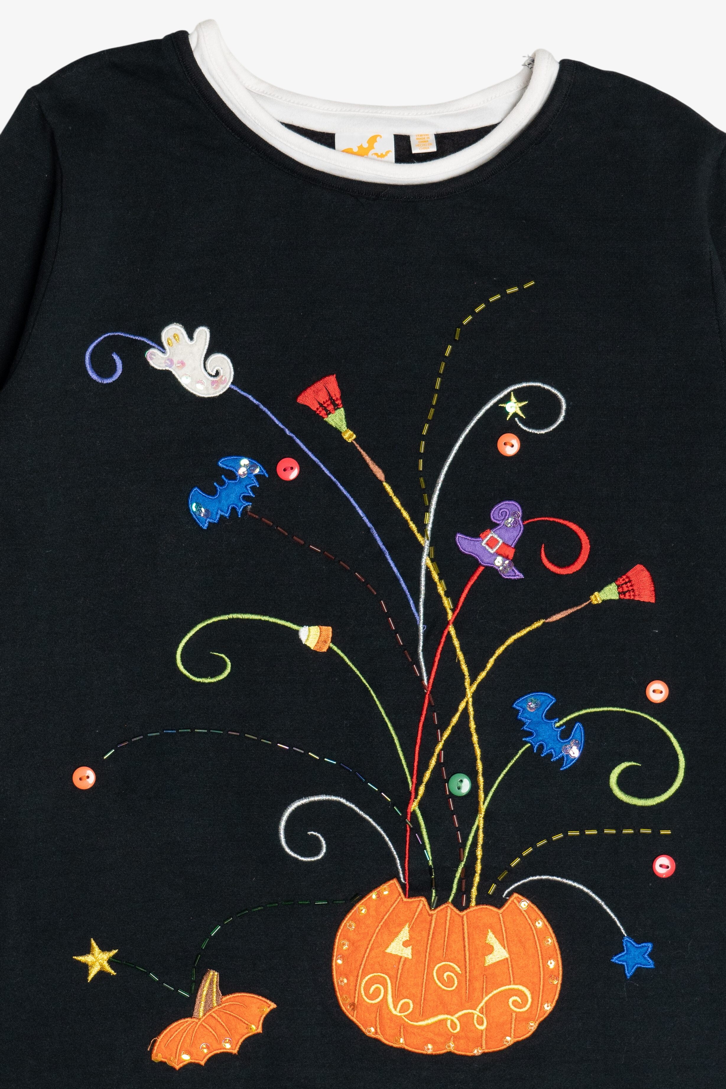 Vintage Exploding Halloween Pumpkin Embroidered Sweatshirt (2000s)