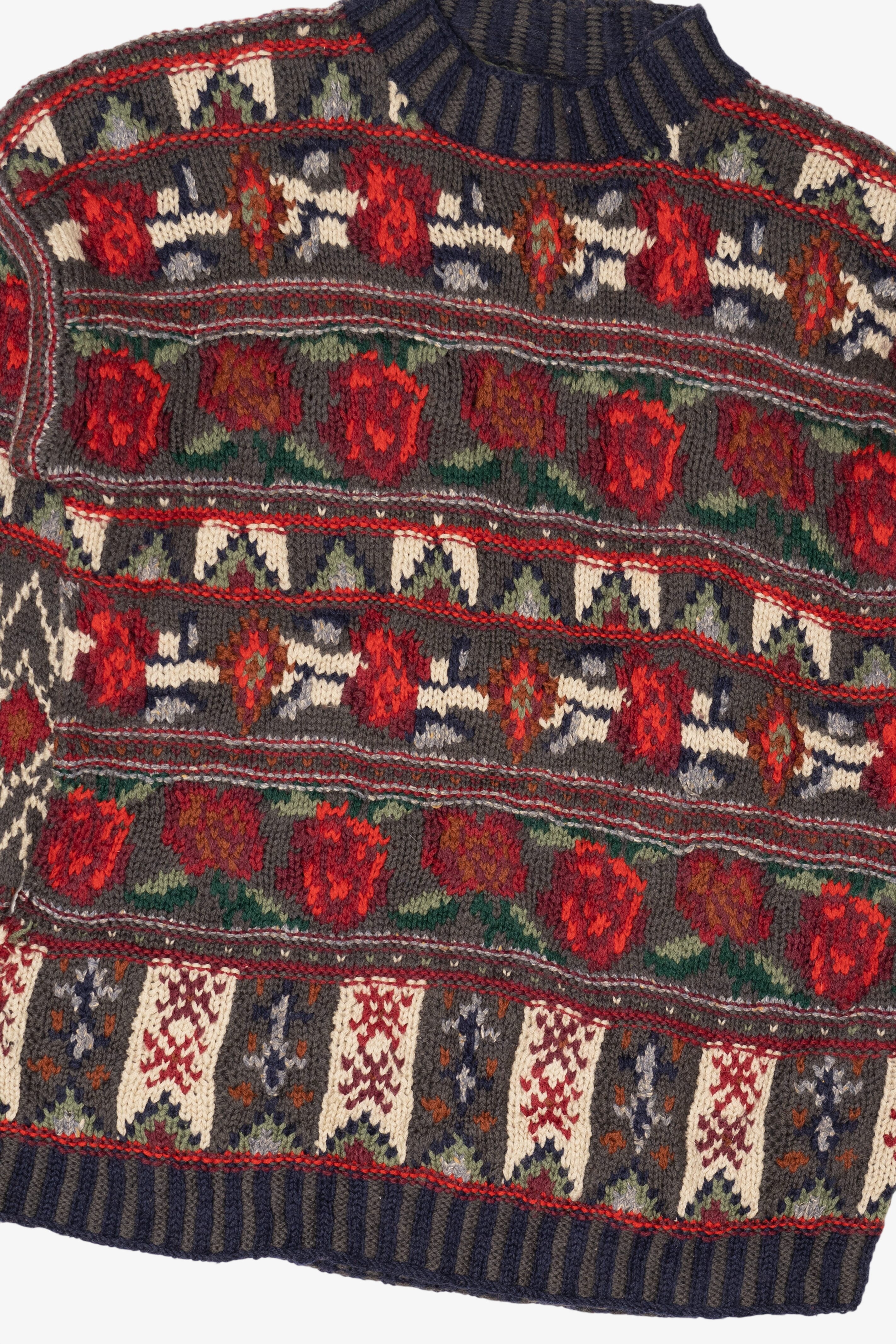 Vintage R.J. Honey Red Roses Floral Sweater (1990s)