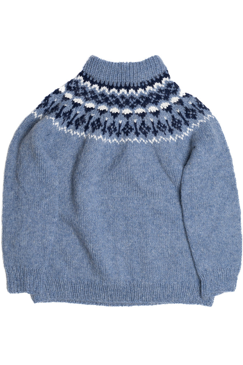 Light Blue Icelandic Wool Fair Isle Sweater 1073